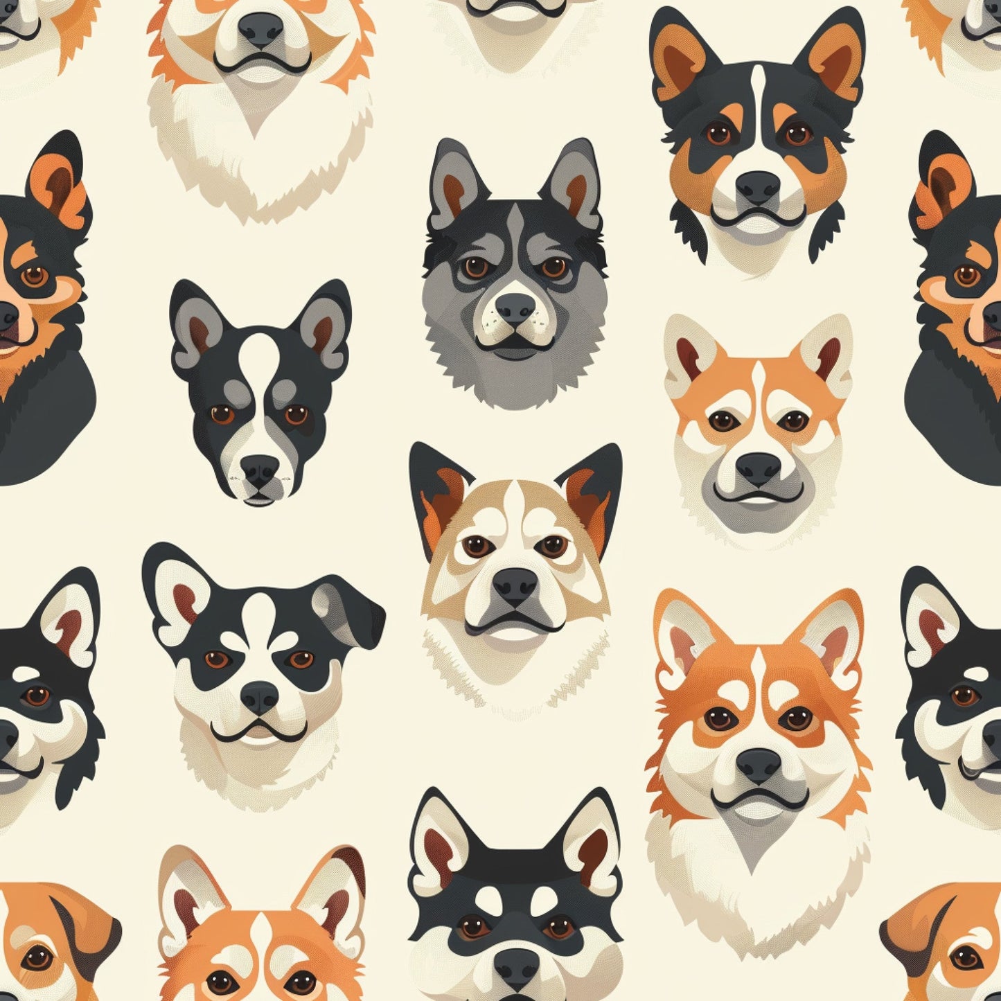 Dog Heads Pattern 6 Quilting Cotton Fabric