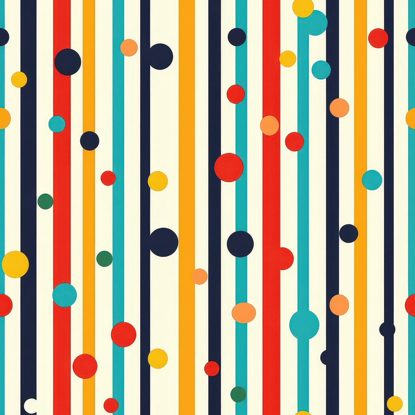 Colorful Stripes and Dots Pattern 7 Quilting Cotton Fabric