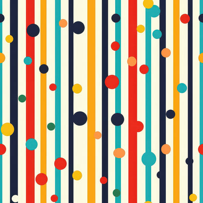 Colorful Stripes and Dots Pattern 7 Quilting Cotton Fabric