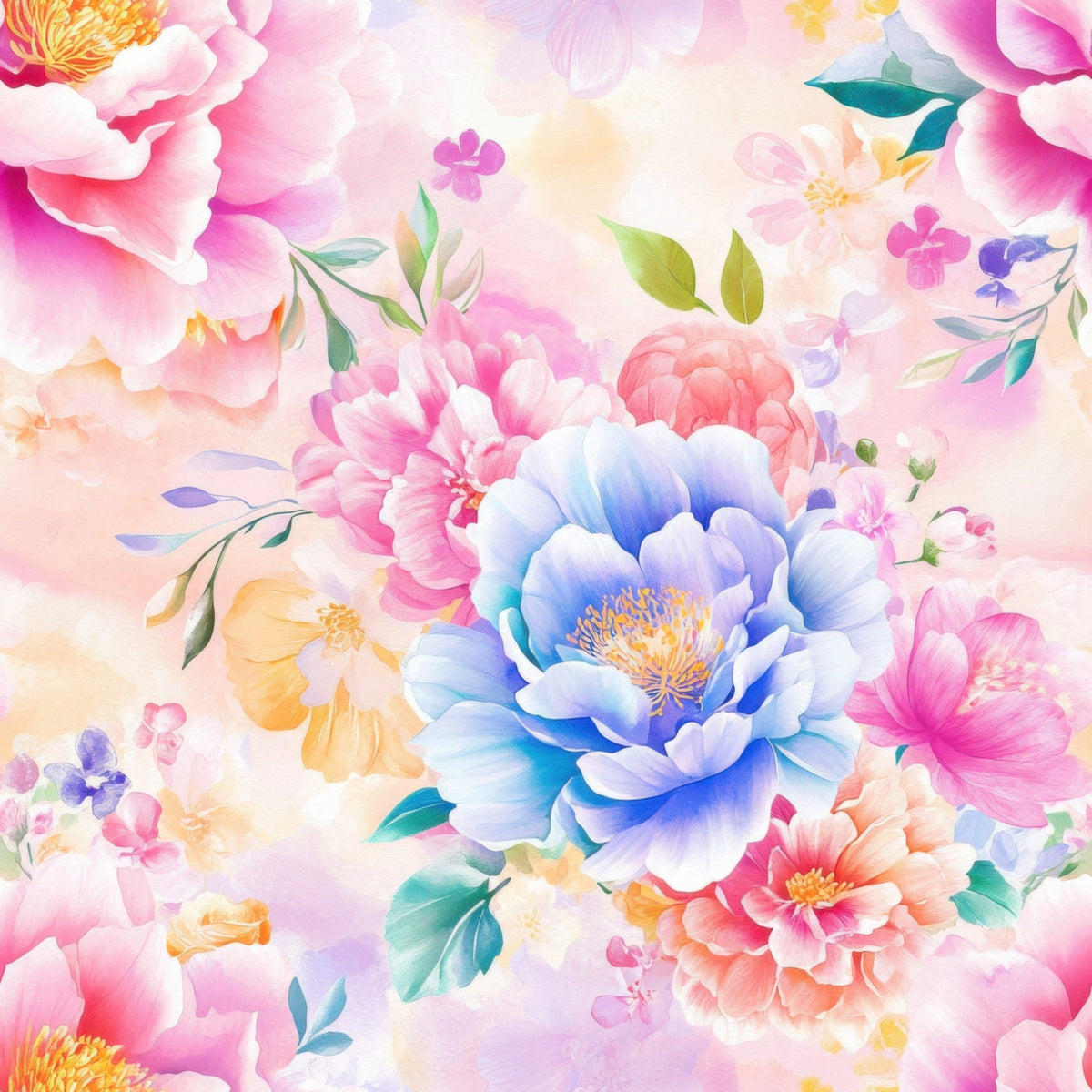 Watercolor Petal Garden Pattern 9 Minky Fabric