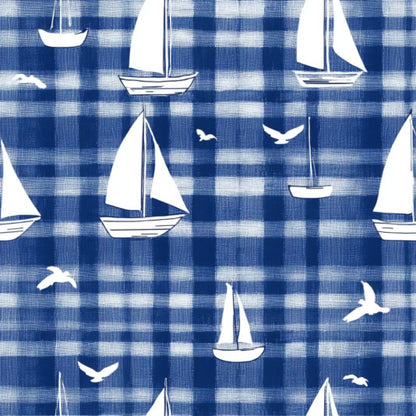 Blue Sailboat Pattern 2 Quilting Cotton Fabric