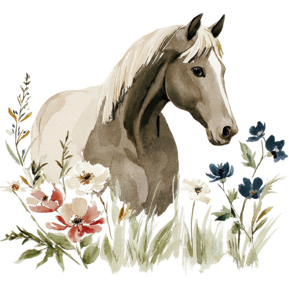 Watercolor Horses Fabric Panel 22
