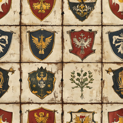 Rustic German Banners and Shields Pattern 16 Quilting Cotton Fabric