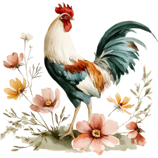 Farmhouse Chicken Decor Fabric Panel 57