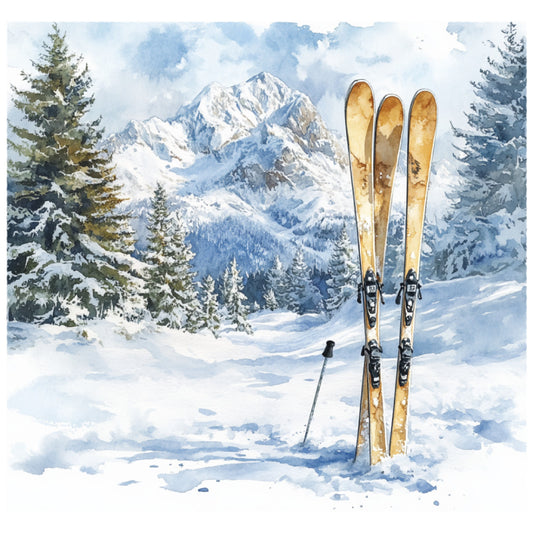 Watercolor Christmas Scene Fabric Panel 2