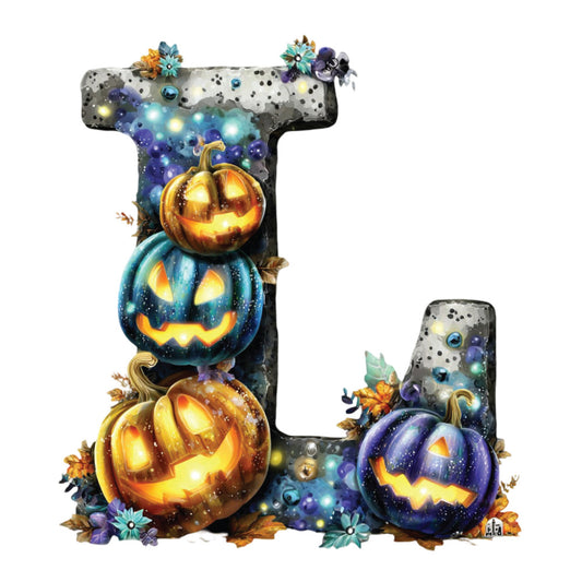 halloween, pumpkin, jack-o-lantern, glowing, luminous, celestial, night sky, stars, cosmic, purple, gold, orange, deep blue, indigo, metallic, glitter, sparkle, whimsical, magical, autumn, fall, seasonal, decorative, dark academia, enchanted, mystical, flowers, spooky, festive, illuminated