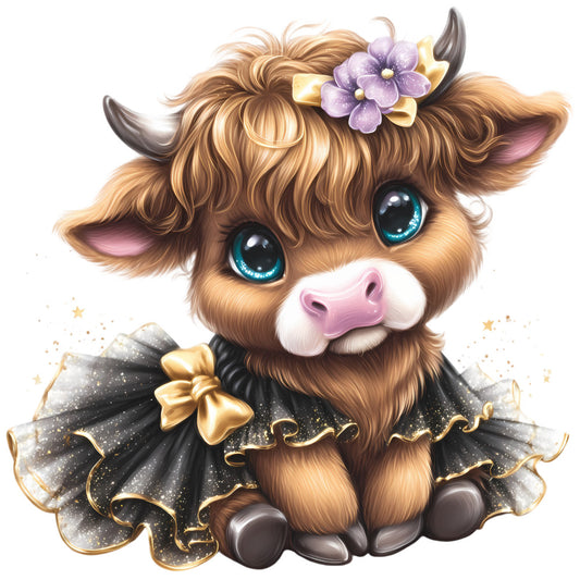 Adorable Highland Cows Fabric Panel 21