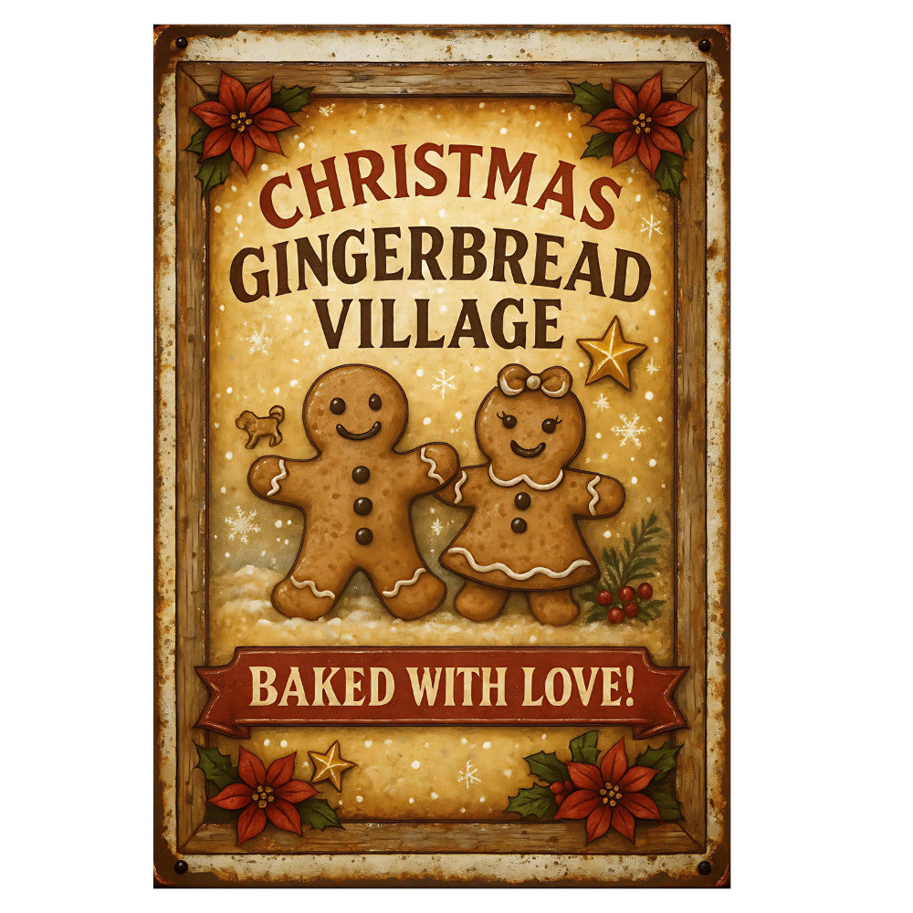 Old Christmas Sign Fabric Panel 3