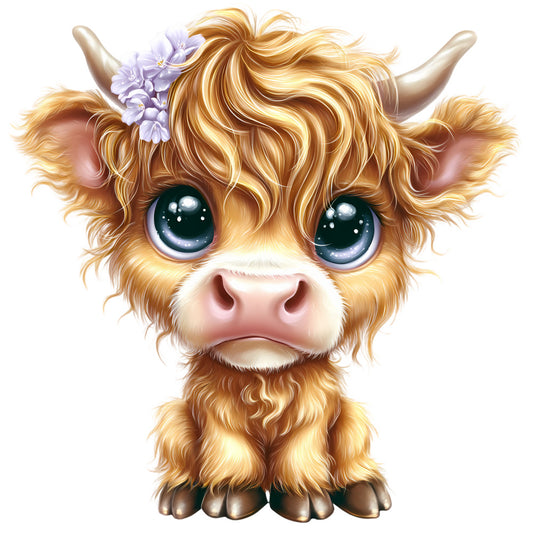 Adorable Highland Cows Fabric Panel 47