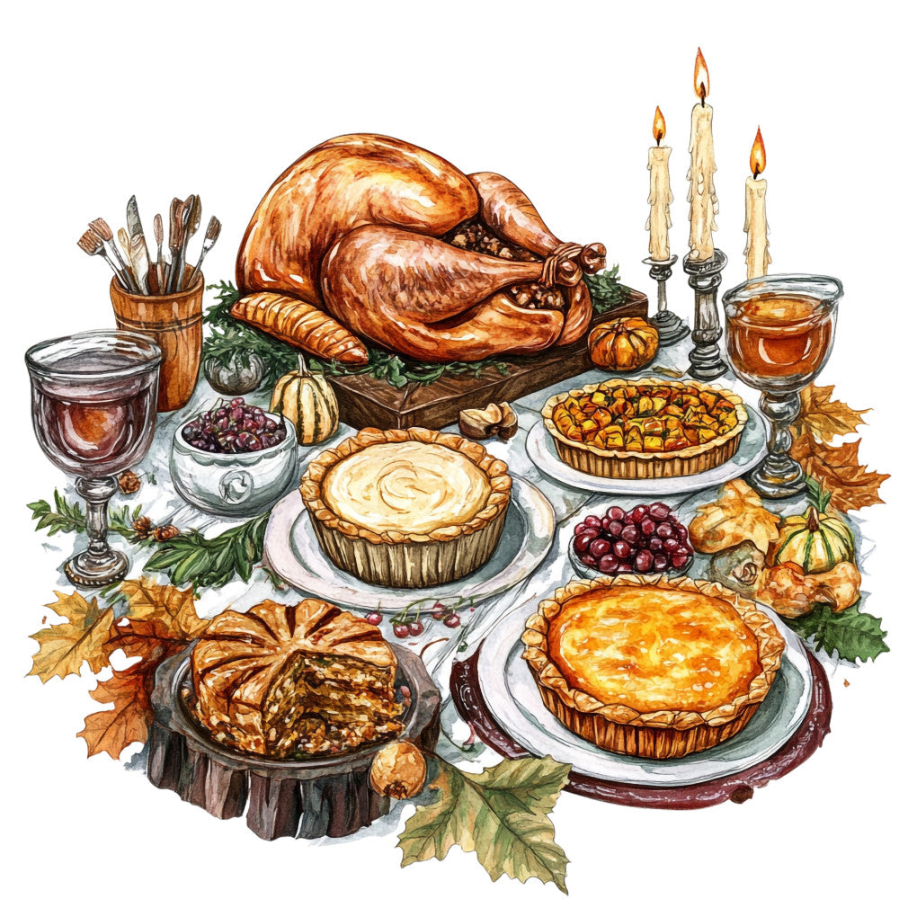 Watercolor Thanksgiving Fabric Panel 12