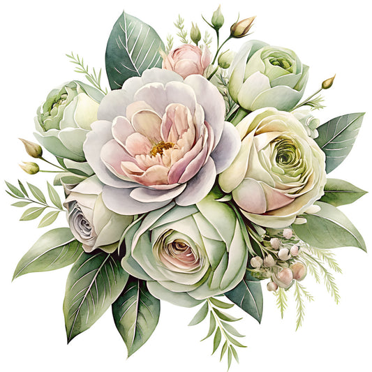 Watercolor Flower Bouquets Fabric Panel 2