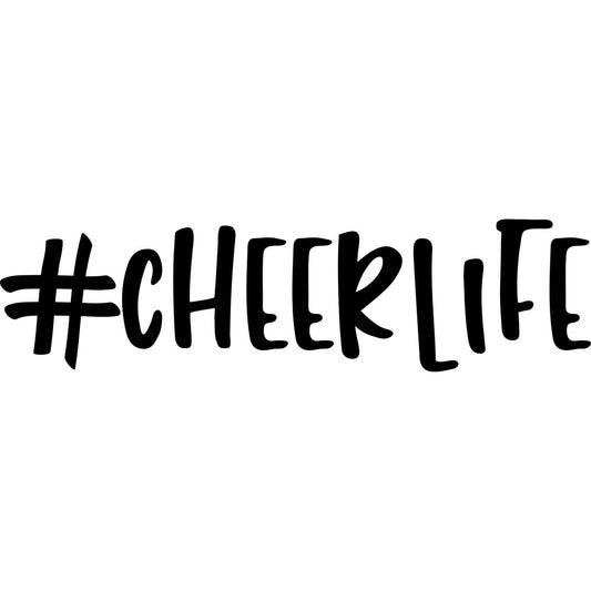 cheerleader, cheer life, sports, typography, text design, hashtag, motivational, inspirational, black and white, monochrome, modern, contemporary, youth, teen, school spirit, athletic, dance, gymnastics, activity wear, casual style, trendy, bold text, graphic design, statement print, hobby themed, skill-based, performance, competition, active lifestyle
