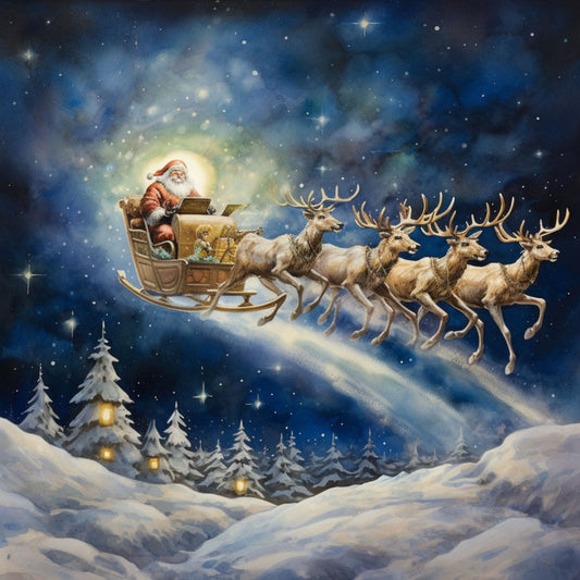 Santa Claus Flying Fabric Panel 5
