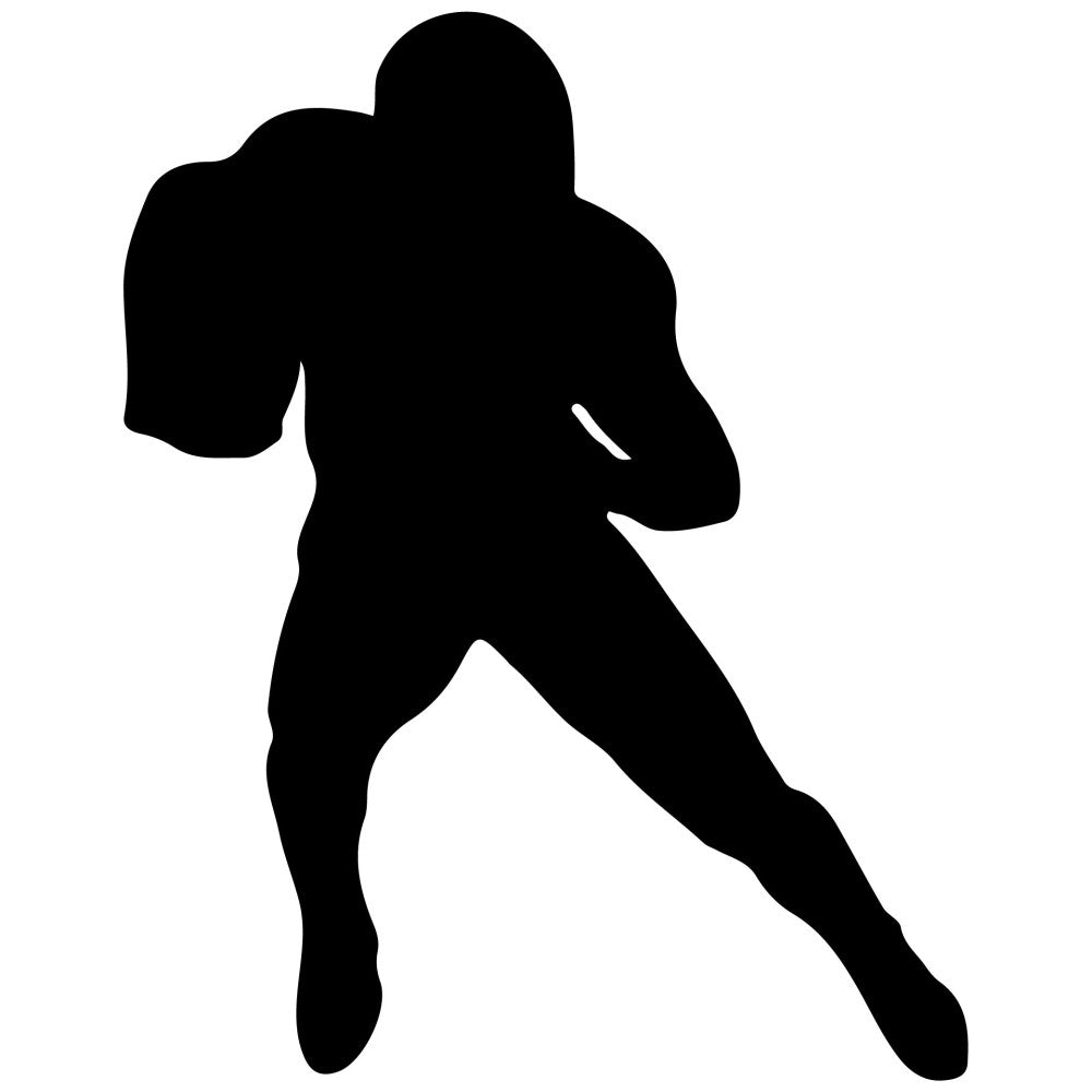 football player, sports silhouette, athlete silhouette, black silhouette, football uniform, sports theme, athletic wear, action pose, running back, football fan, sports fan, sports memorabilia, black and white, monochrome, bold graphic, modern sports, contemporary athletic, masculine theme, game day, sports apparel, football apparel, sports gift, fan gear, team colors, touchdown, athletic silhouette, dynamic pose, sports illustration, high contrast