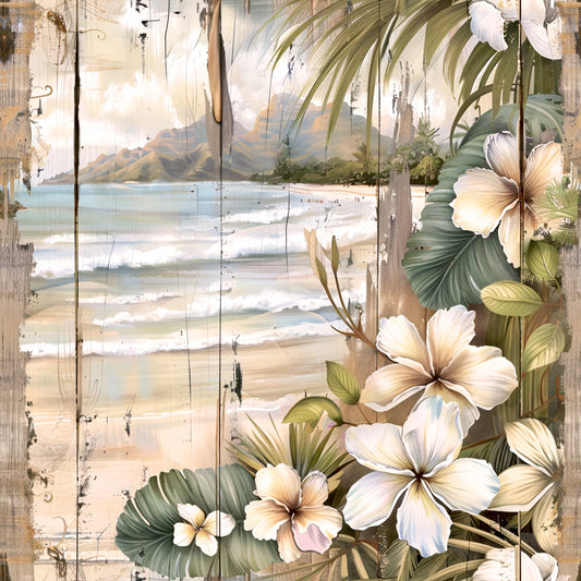 Tropical Beach Scenes Fabric Panel 18