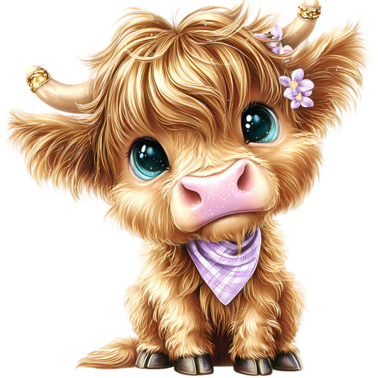 Adorable Highland Cows Fabric Panel 63