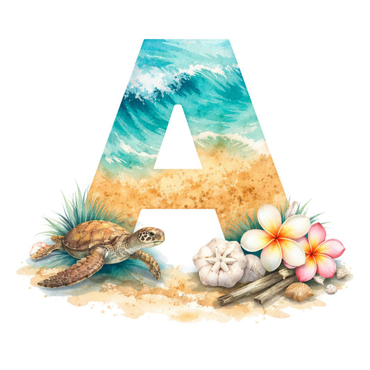 turquoise, aqua blue, ocean blue, sandy beige, coral pink, white, sea turtle, tropical flowers, plumeria, seashells, beach theme, coastal, nautical, summer, ocean waves, watercolor, whimsical, tropical, nature, seaside, hawaiian, relaxation, vacation, travel, beach scene, illustrated, artistic, bohemian, decorative panel, wall hanging