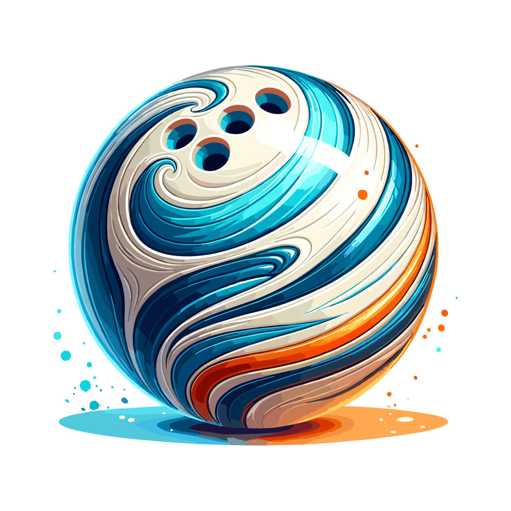 Watercolor Bowling Fabric Panel 13