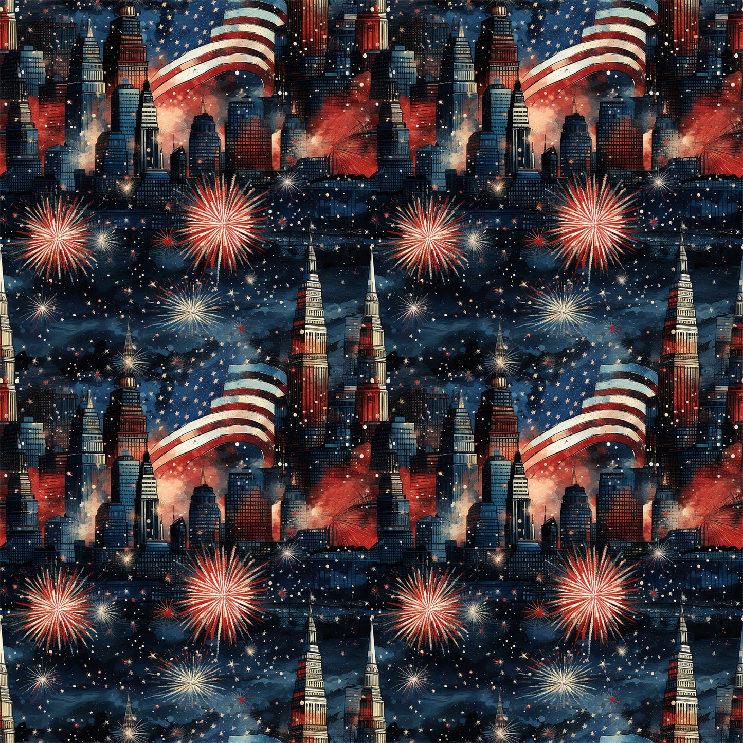 Patriotic Grunge Pattern 7 Quilting Cotton Fabric