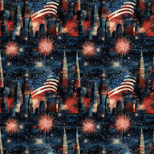 Patriotic Grunge Pattern 7 Quilting Cotton Fabric