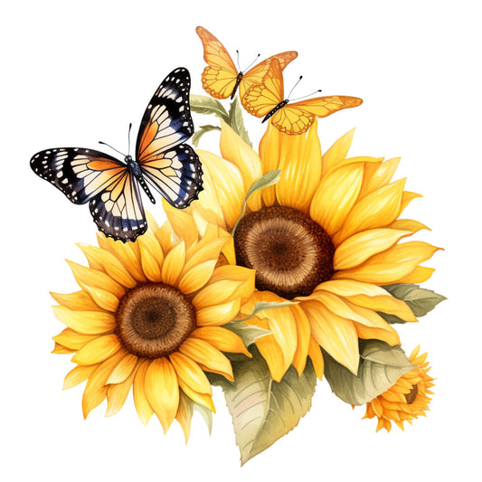 Sunflowers and Butterflies Fabric Panel 9