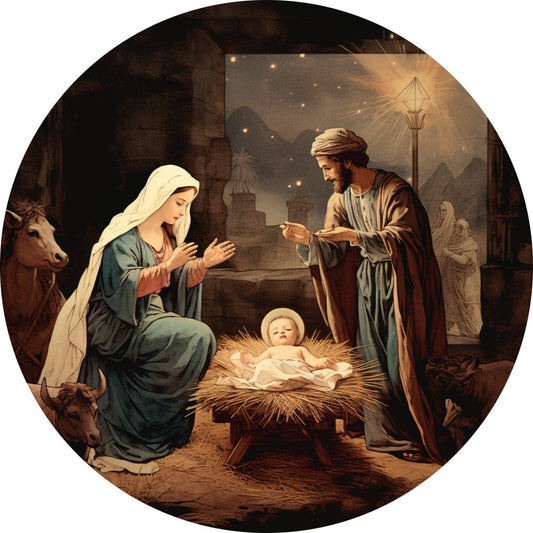 Nativity Christmas Ornaments Fabric Panel 1