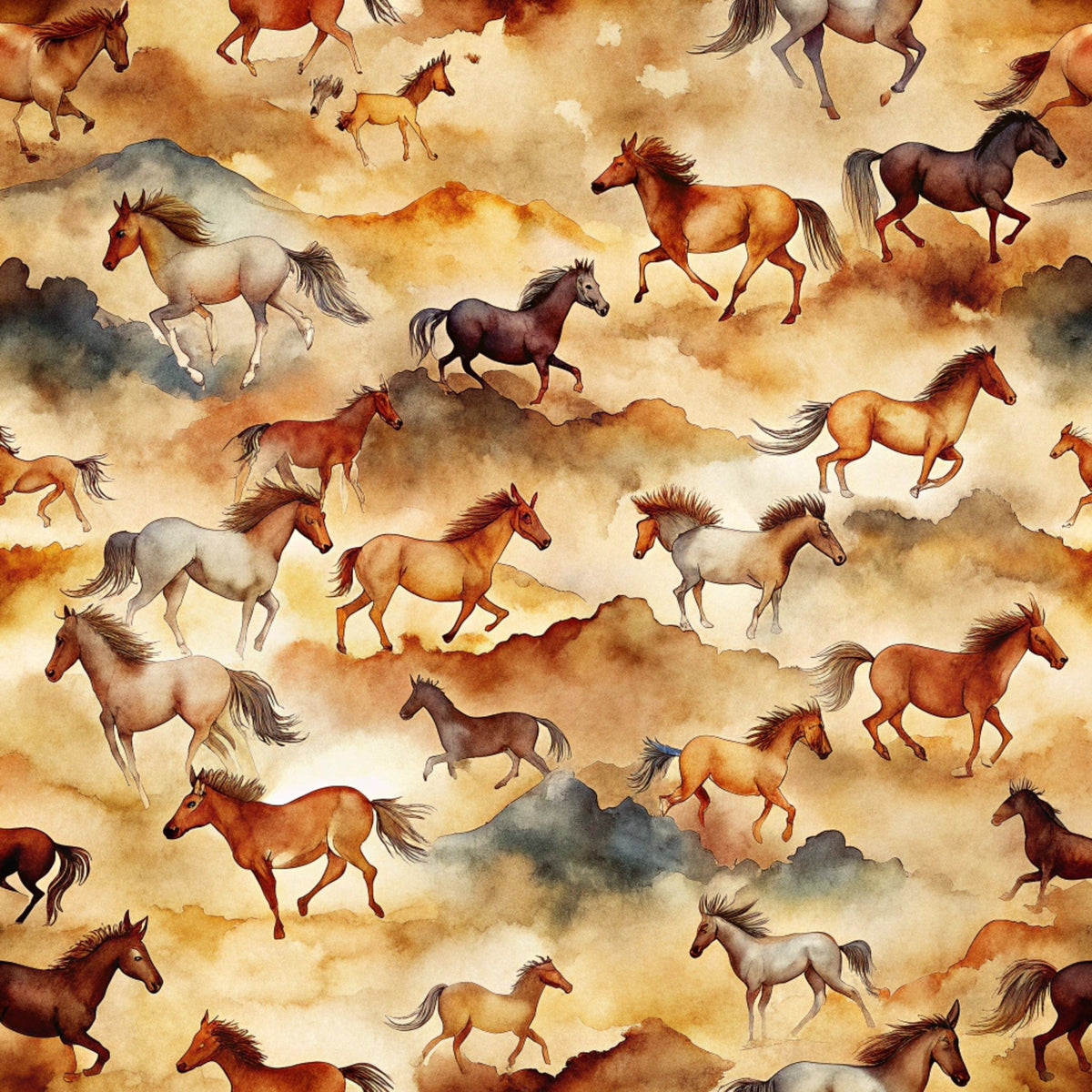 Galloping Mustangs Pattern 5 Minky Fabric