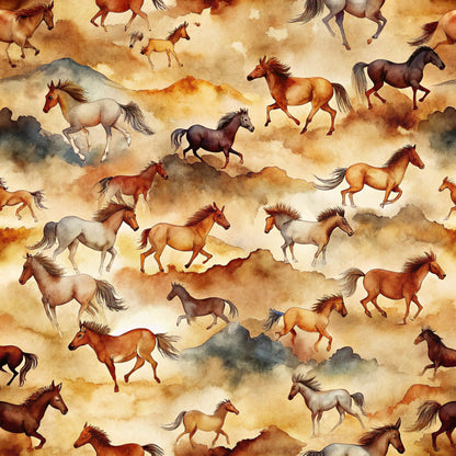 Galloping Mustangs Pattern 5 Minky Fabric