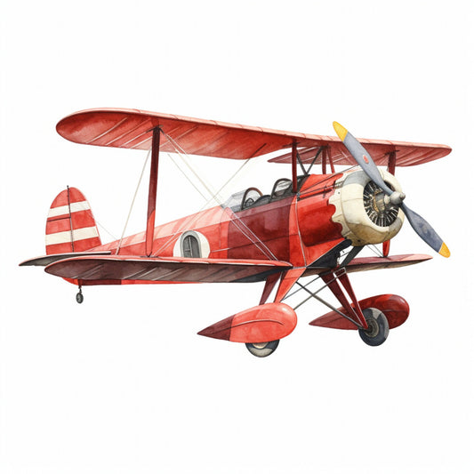 vintage airplane, red biplane, aviation, retro plane, cream, navy blue, yellow, antique aircraft, transportation, vintage travel, nostalgic, steampunk, traditional, whimsical, classic biplane, propeller plane, air show, 1920s, 1930s, deco style, adventure, exploration, sky, heritage, timeless design, boys bedroom, travel themed, panel quilt, wall hanging