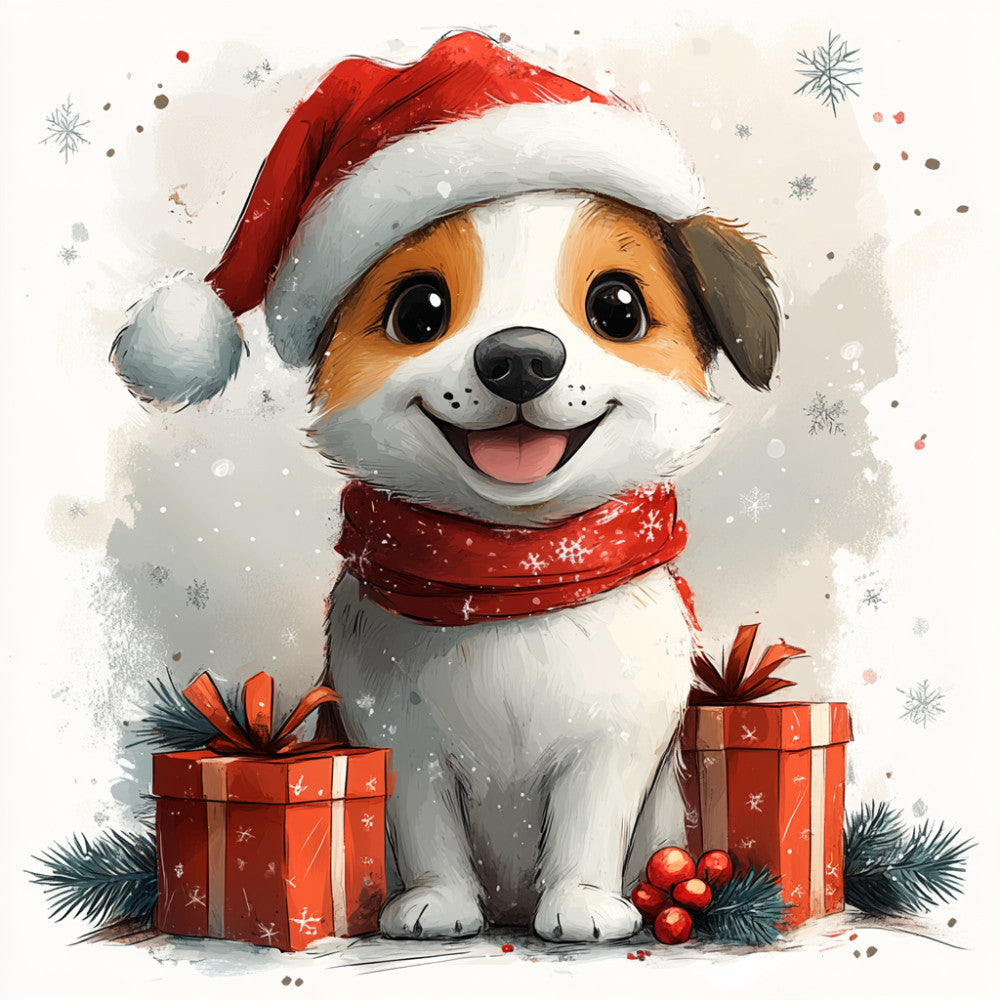 Christmas Dogs Fabric Panel 1