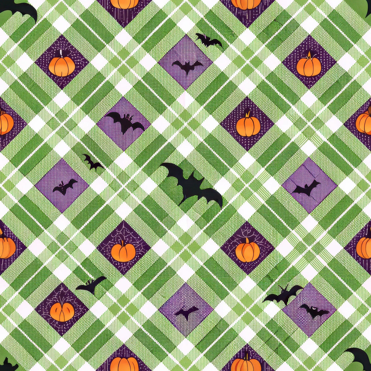 Pumpkin Patch Plaid Pattern 5 Minky Fabric