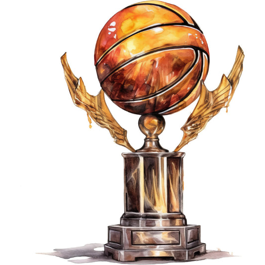 basketball, sports, trophy, gold, orange, red, bronze, golden yellow, burnt orange, winning, championship, victory, award, achievement, metallic, shiny, glossy, wings, elegant, celebratory, masculine, sports fan, athletic, competition, motivational, inspirational, office decor, sports memorabilia, game day