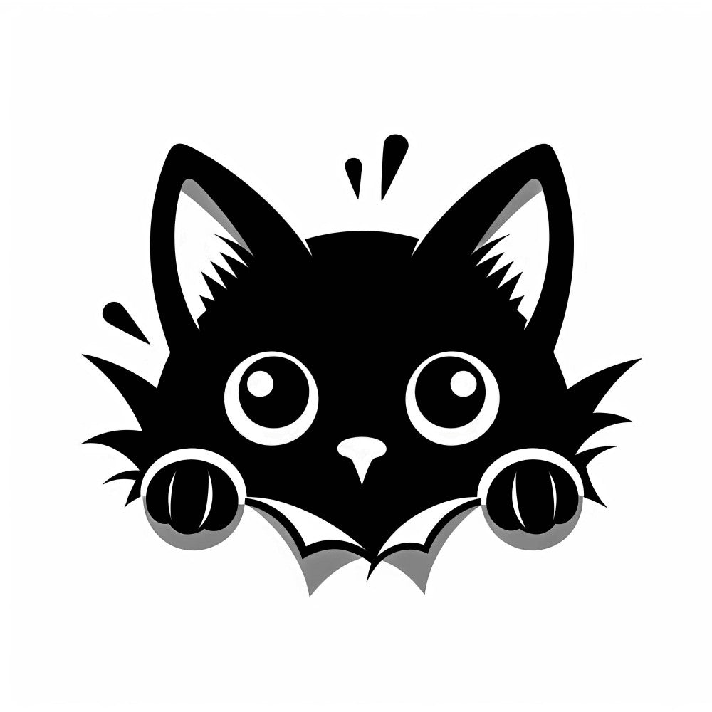 Peeking Black Cat Fabric Panel 7