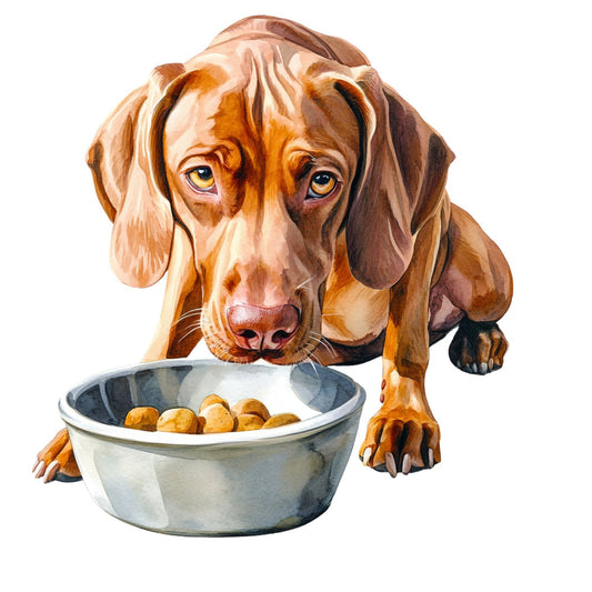 dog, beagle, puppy, pet, animal, food bowl, eating, dog lover, brown, tan, golden brown, rust, cream, white, whimsical, playful, cute, funny, humorous, illustration, painted, realistic, pet portrait, dog breed, farmhouse, casual, greeting card, children's, kids, novelty