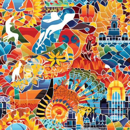 Mosaic Art Pattern 15 Quilting Cotton Fabric