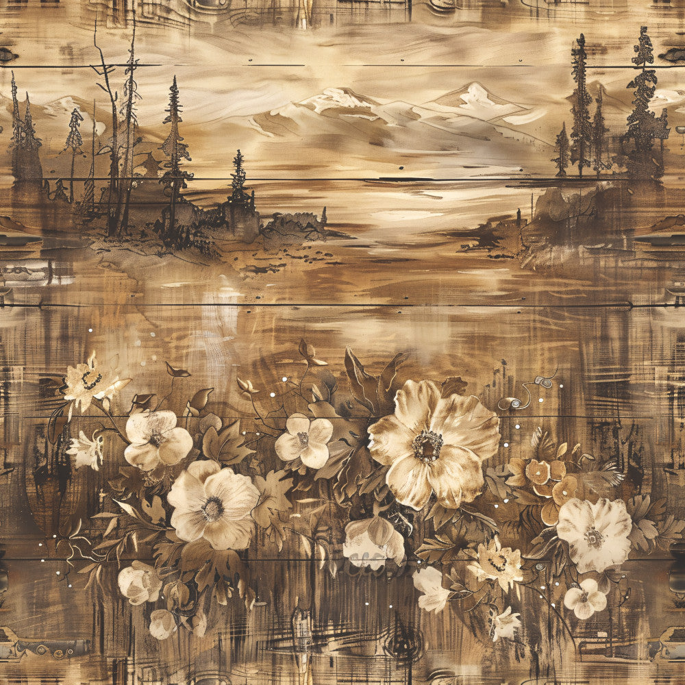 Yellowstone on Rustic Wood Fabric Panel 13