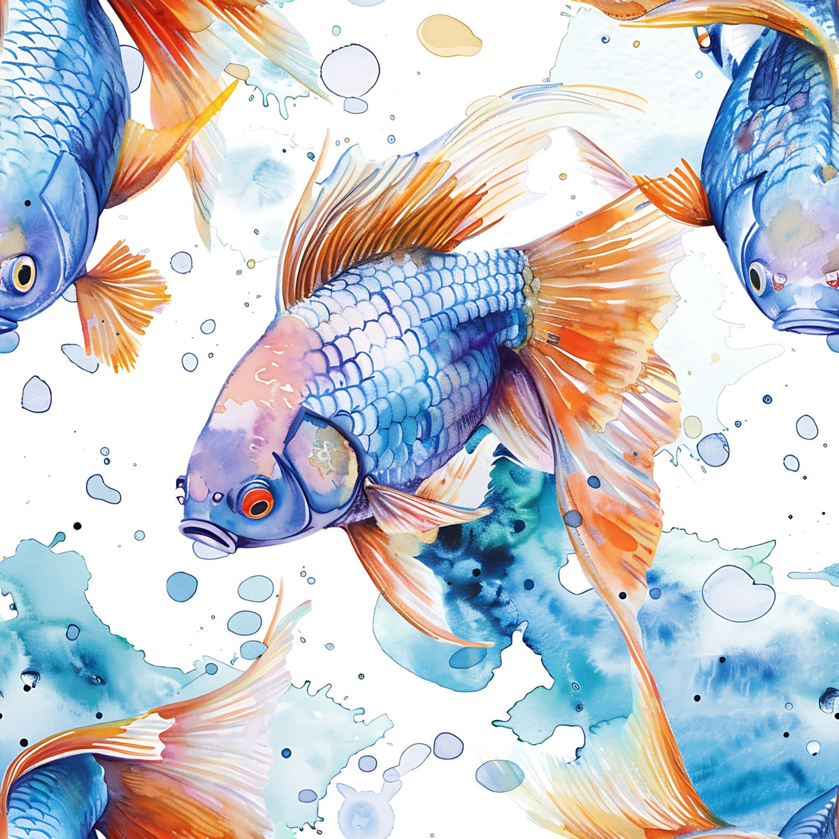 Painted Koi Pattern 2 Minky Fabric