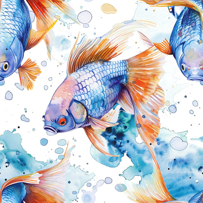 Painted Koi Pattern 2 Minky Fabric