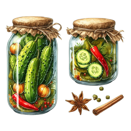 Pickle in a Glass Jar Fabric Panel 18