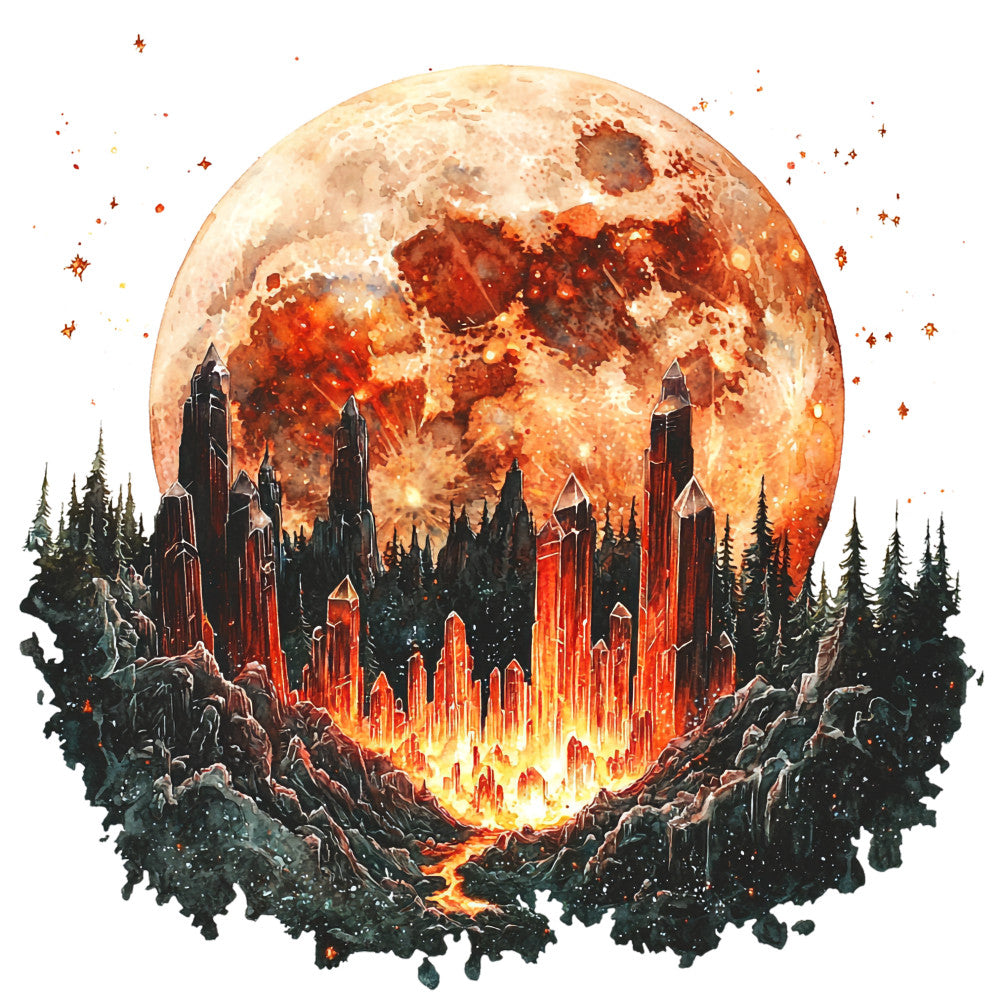 Fire Moon Crystals Fabric Panel 25