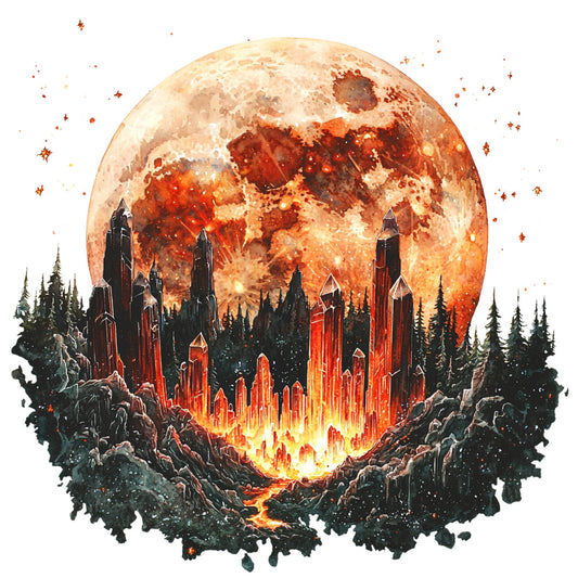 Fire Moon Crystals Fabric Panel 25