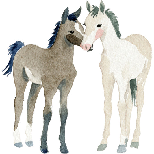 Watercolor Horses Fabric Panel 74