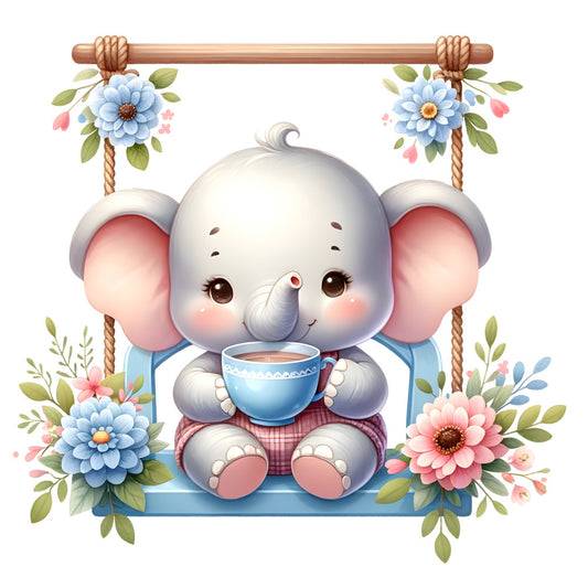 Baby Boy Elephant Fabric Panel 45