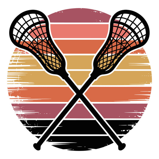 lacrosse, sports, retro stripes, horizontal stripes, burnt orange, dusty rose, tan, gold, mauve, coral, maroon, black, vintage sports, athletic, crossed sticks, team spirit, varsity, retro vintage, 70s style, color block, striped background, boys, men, sports fan, game day, preppy, nostalgic, outdoor sports
