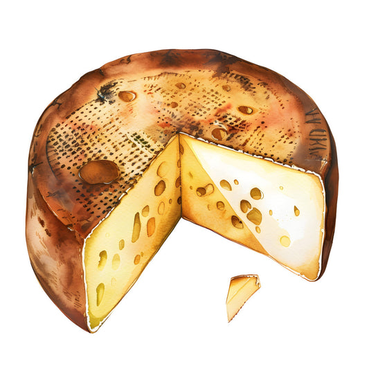 cheese, food, swiss cheese, holes, tan, cream, golden yellow, butter yellow, rust brown, burnt orange, food themed, kitchen, farmhouse, whimsical, playful, novelty, culinary, gourmet, cottage style, country, rustic, humorous, illustrated, detailed, textured, cooking theme, chef, deli, market, food lovers