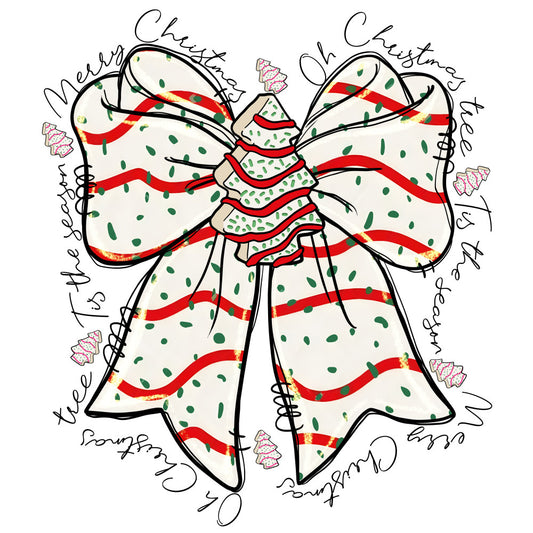 Bow Christmas Tree Cakes Fabric Panel 1