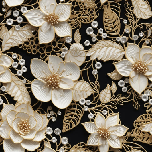 Tatting Lace Pattern 1 Quilting Cotton Fabric