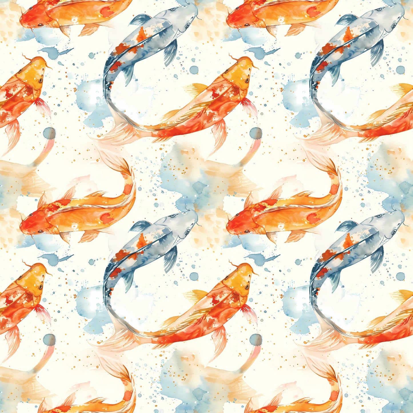 Watercolor Fish Pattern 14 Quilting Cotton Fabric