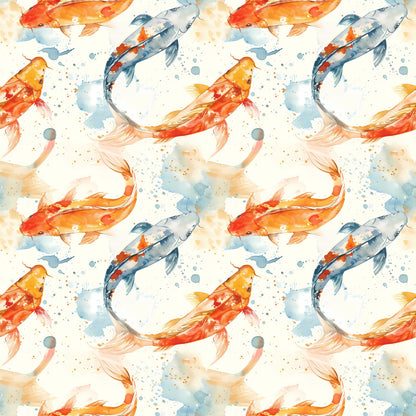 Watercolor Fish Pattern 14 Quilting Cotton Fabric
