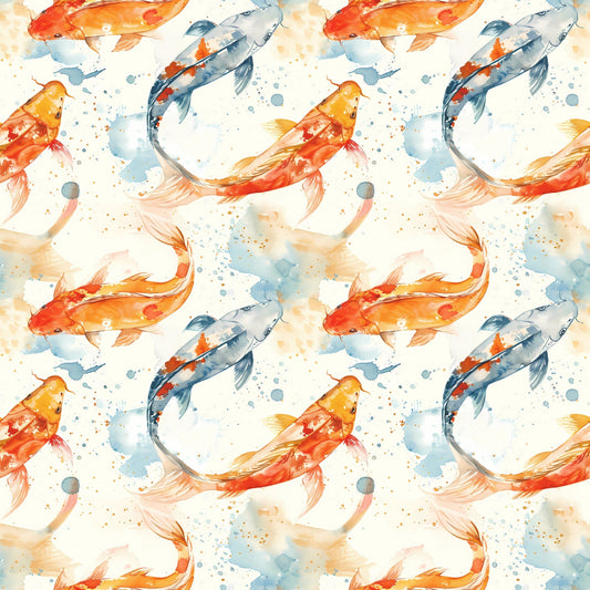 Watercolor Fish Pattern 14 Quilting Cotton Fabric